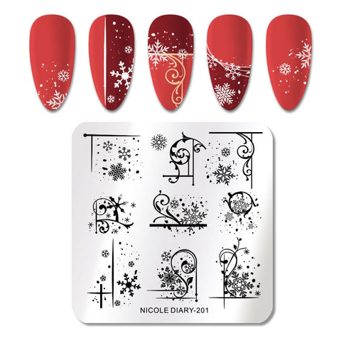 New French Line Flower Nail Stamping Plates