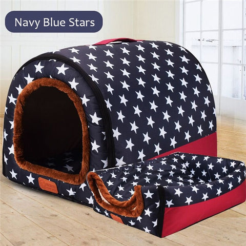 Cat Print Stars House Bed
