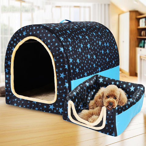 Cat Print Stars House Bed