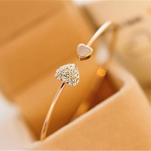 New Fashion Crystal Double Heart Bracelet