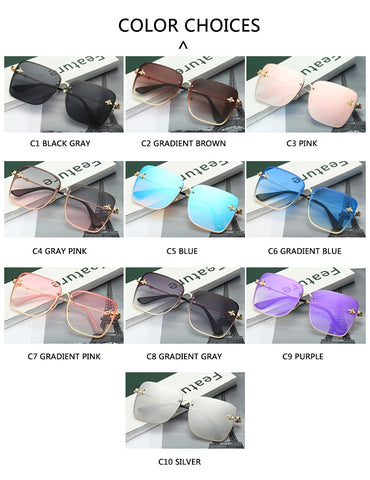 New Oversize Rimless Square Bee Sunglasses