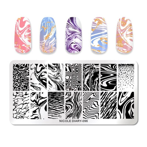 New Marble Abstract Geometry Nail Stamping Plates