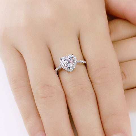 Heart Rings for Women Silver Color Wedding Engagement Bridal Jewelry Cubic Zirconia Stone