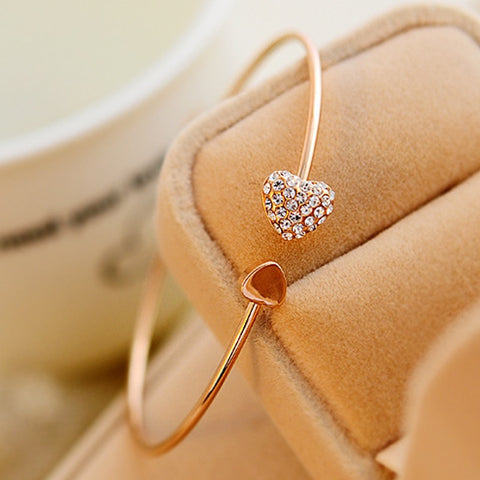 New Fashion Crystal Double Heart Bracelet