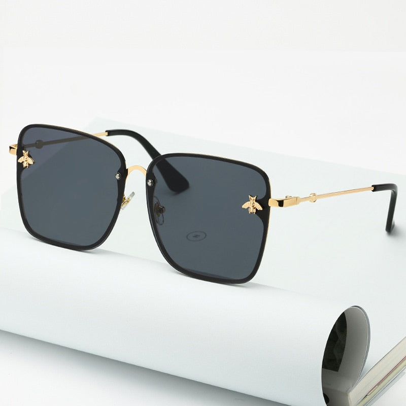 New Oversize Rimless Square Bee Sunglasses