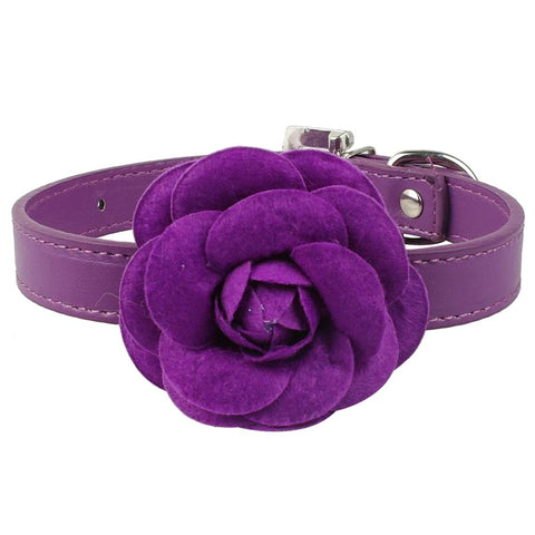 Dog PU Leather Rose Collar