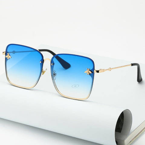 New Oversize Rimless Square Bee Sunglasses