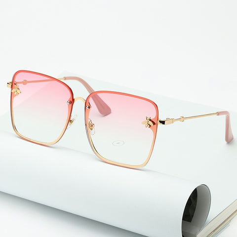 New Oversize Rimless Square Bee Sunglasses