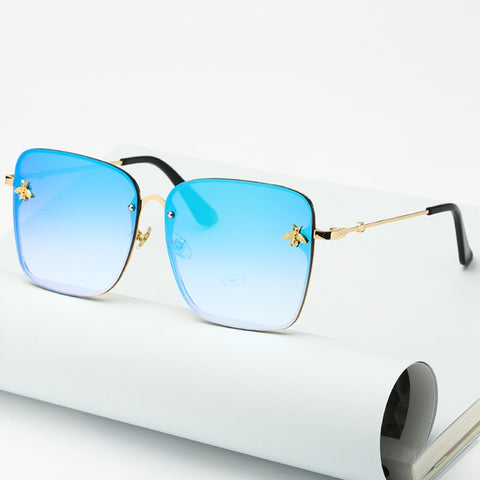 New Oversize Rimless Square Bee Sunglasses