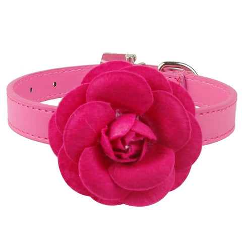 Dog PU Leather Rose Collar