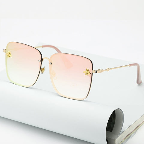 New Oversize Rimless Square Bee Sunglasses