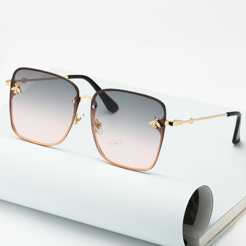 New Oversize Rimless Square Bee Sunglasses