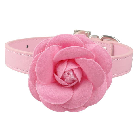 Dog PU Leather Rose Collar