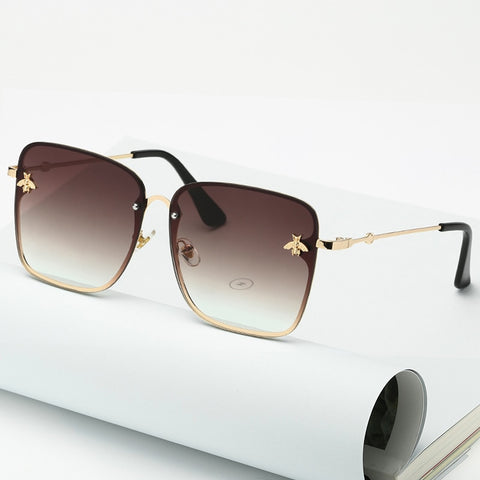 New Oversize Rimless Square Bee Sunglasses