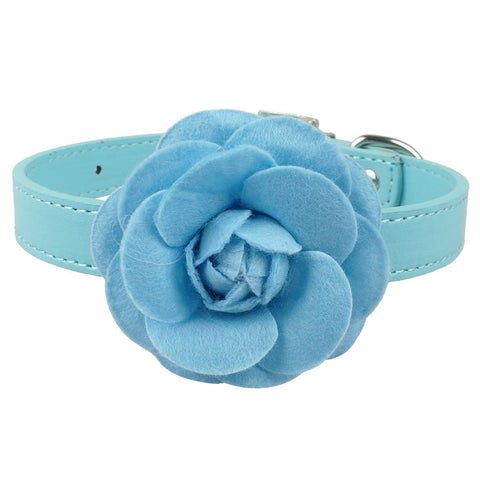Dog PU Leather Rose Collar