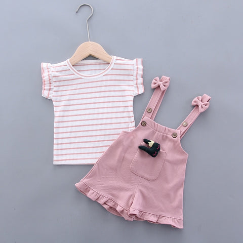 Cute Girls Casual T-Shirts Bib Shorts