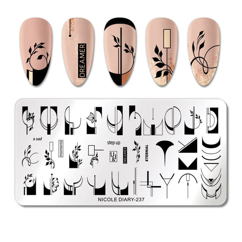 New French Line Flower Nail Stamping Plates