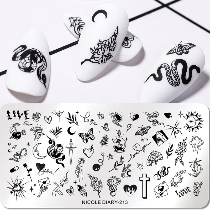 New Snake Leopard Nail Stamping Plates