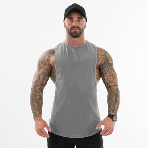 Men Plain Bodybuilding Cut Off T-shirts
