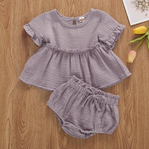Newborn Baby Girls Cotton Linen Clothes