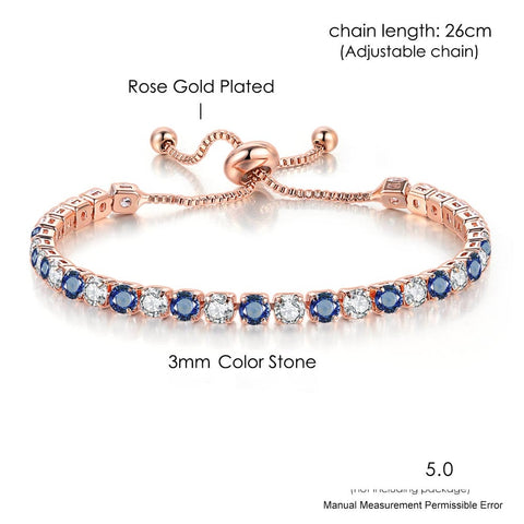 Women Rainbow Colorful Zircon Charm Bracelet