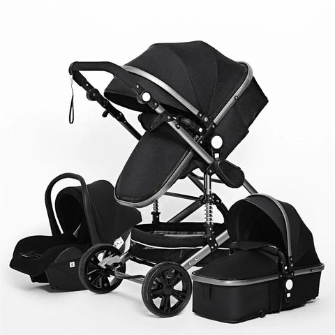 Multifunctional 3 in 1 Baby Stroller luxury Portable High Landscape 4 Wheel Stroller Folding Carriage Gold Baby Newborn Stroller