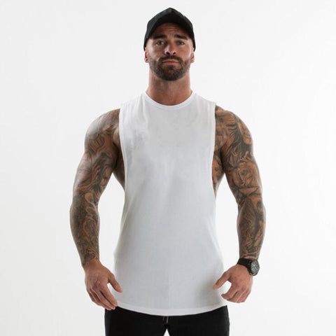 Men Plain Bodybuilding Cut Off T-shirts