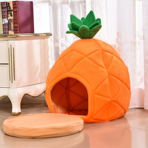 Dog Foldable Pineapple House Bed
