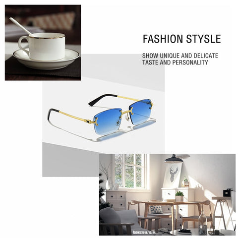 New Blue Gradient Lens Metal Sunglasses