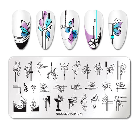 New Marble Abstract Geometry Nail Stamping Plates