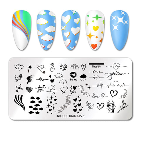 New Stainless Steel Loving Heart Nail Stamp Stencil