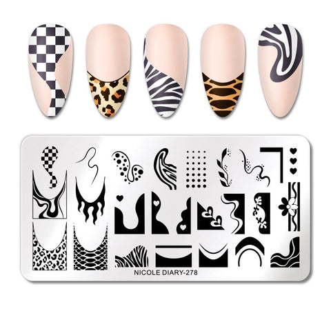 New French Line Flower Nail Stamping Plates