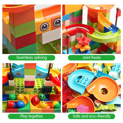 77-308PCS Marble Race Run Big Block Compatible City Building Blocks