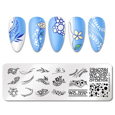 Nail Stamping Plates Flower Leaf Line Design Stamp