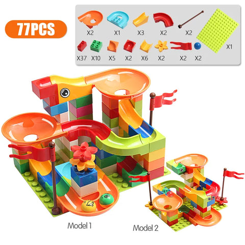 77-308PCS Marble Race Run Big Block Compatible City Building Blocks