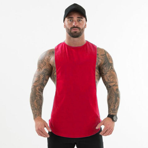 Men Plain Bodybuilding Cut Off T-shirts