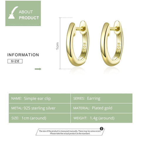 925 Sterling Silver Small Ear Hoops Earrings