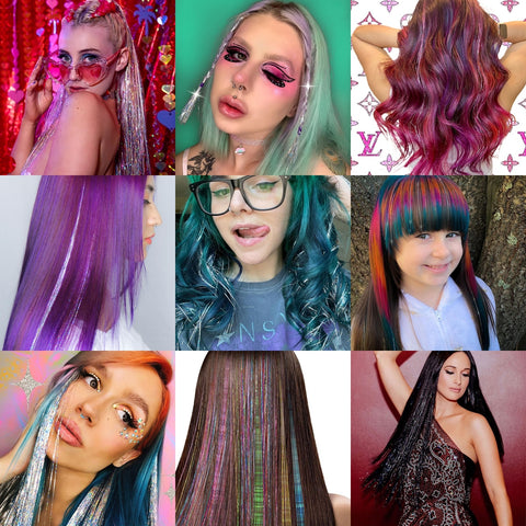 Rainbow Shiny Sparkle Hair Tinsel Kit