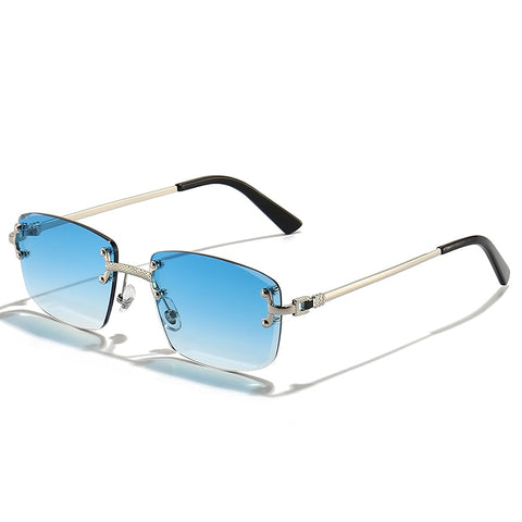New Blue Gradient Lens Metal Sunglasses