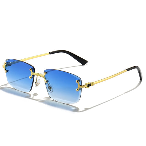 New Blue Gradient Lens Metal Sunglasses