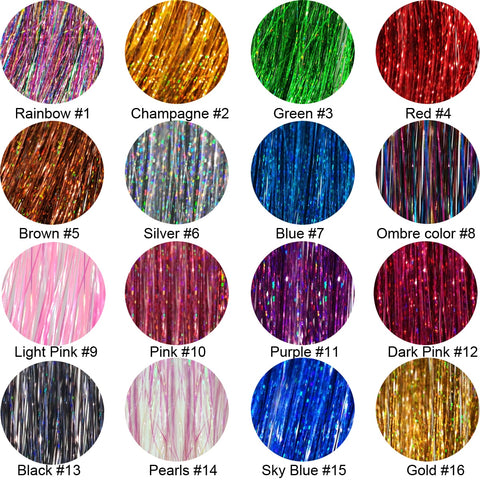Rainbow Shiny Sparkle Hair Tinsel Kit