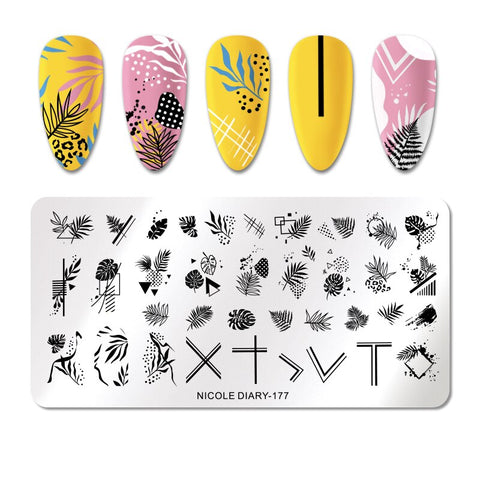 New Marble Abstract Geometry Nail Stamping Plates