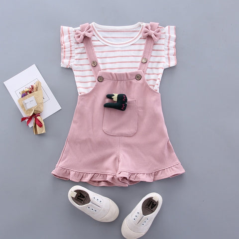 Cute Girls Casual T-Shirts Bib Shorts