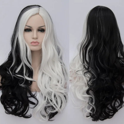 Women Cosplay Multicolor Stitching Gradient Wig Long