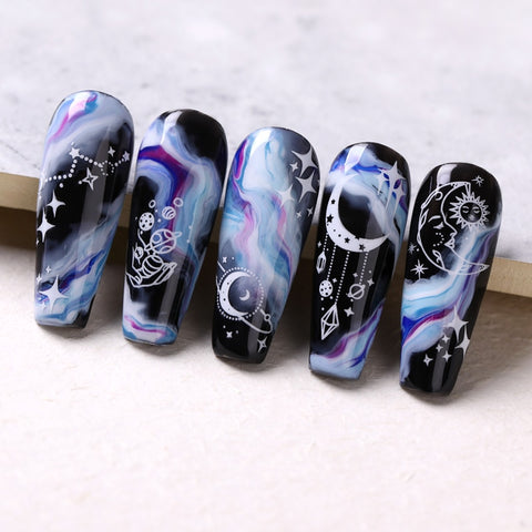 New Space Planet Moon Star Nail Stamping Plates