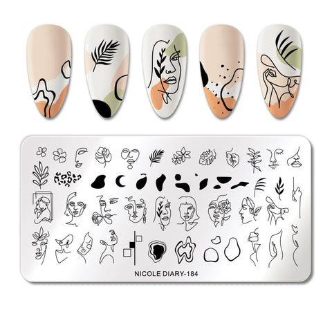 New French Line Flower Nail Stamping Plates