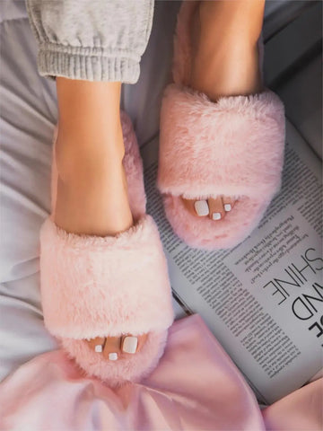 Fur Slippers House Full Furry Soft Fluffy Plush Platform