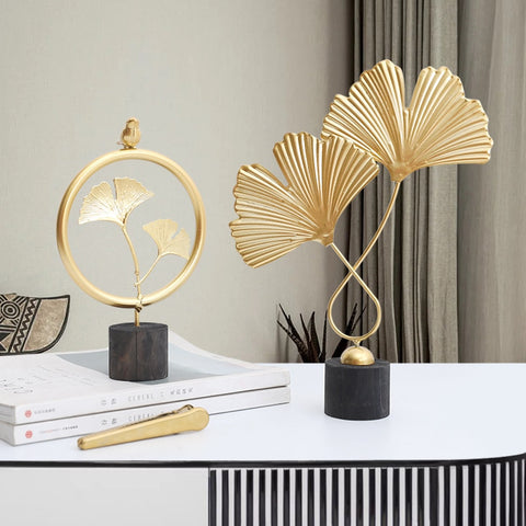 Nordic Gold Ginkgo Leaf Desktop Ornaments