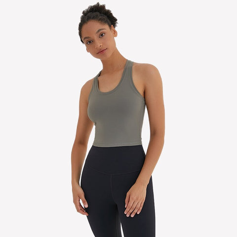 Women Flexible Racerback Sport Fitness Crop Tops
