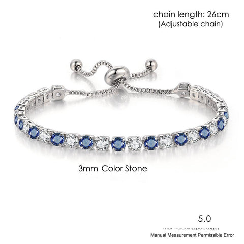 Women Rainbow Colorful Zircon Charm Bracelet